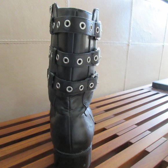 💕SALE - Adrienne Vittadini Black "Trojan" Buckle Boots - Picture 4 of 9